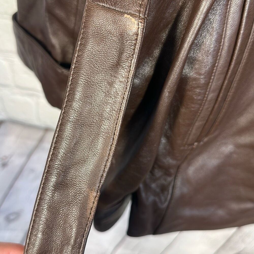 NEW Vintage 80s Wilsons Leather Thinsulate Lining Belted Jacket Coat XL Burgundy - Picture 4 of 13